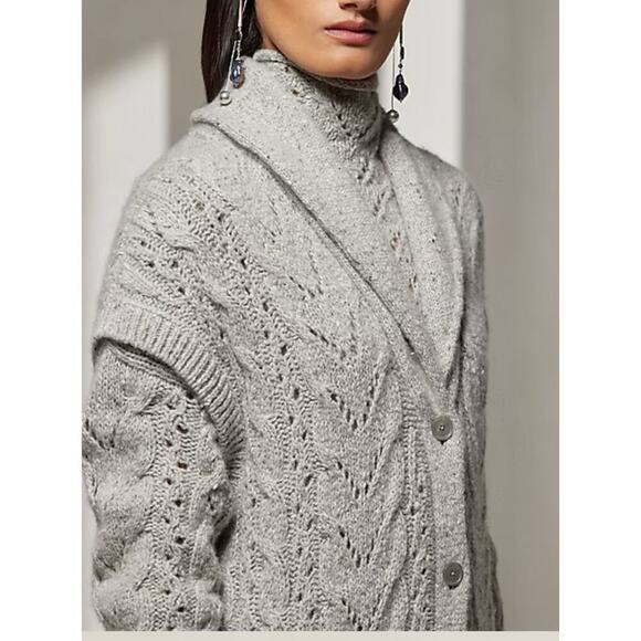 Ralph Lauren Collection Cable-Knit Cashmere Long Sweater Vest Cardigan Dress S - Picture 4 of 9